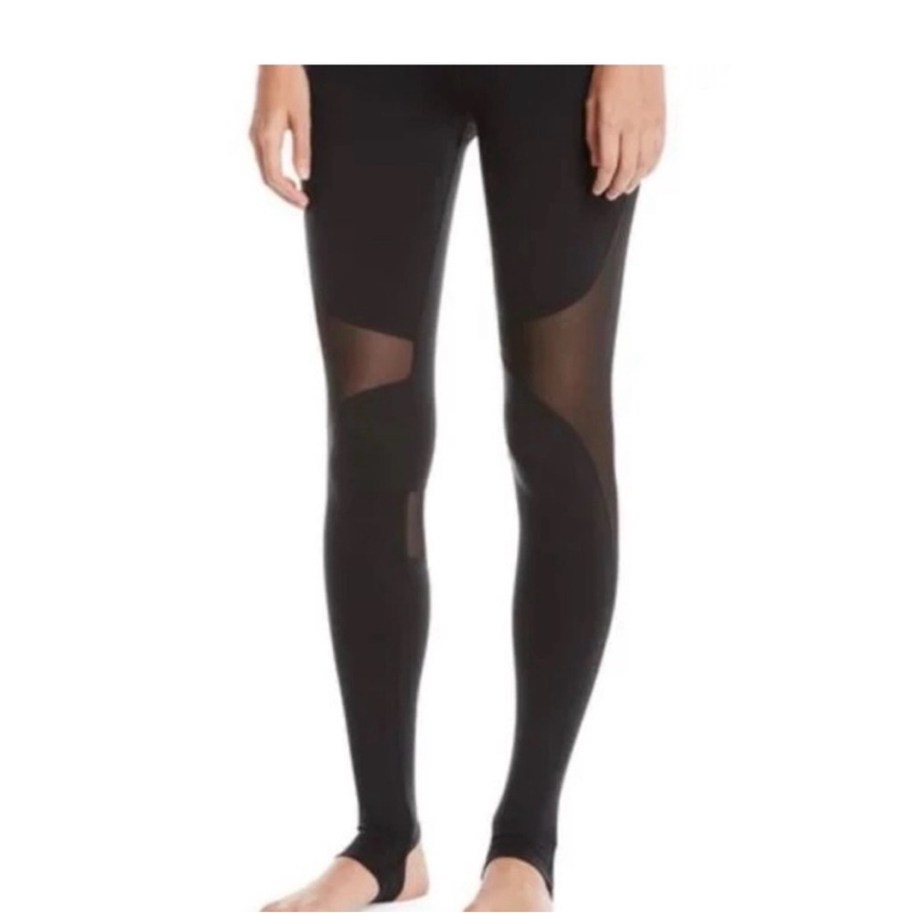Alo Yoga Black Mesh Panel Stirrup Leggings High Rise Yoga Pants M